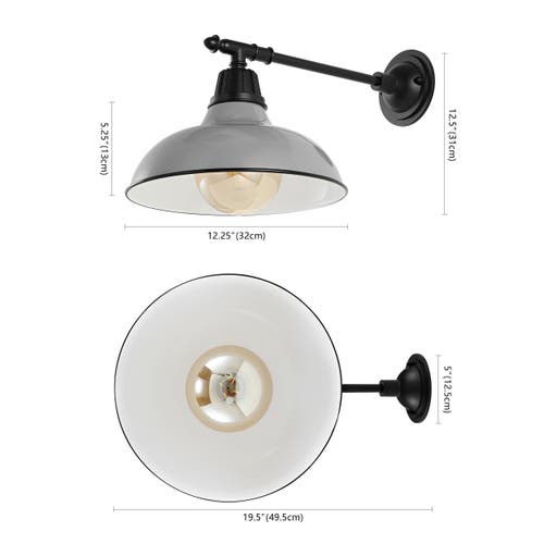 Jonathan Y Wallace 1-light Farmhouse Industrial Indoor/outdoor Iron Led Victorian Arm Outdoor Sconce In Gray/black