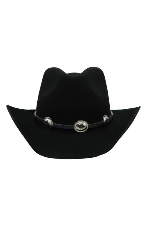Texan Buckle Trim Wool Cowboy Hat in Black