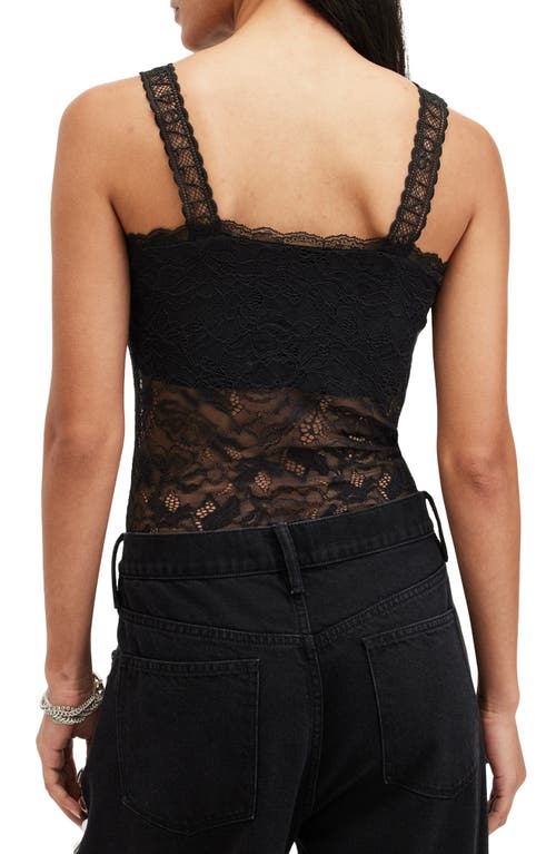 Shop Allsaints Charli Semisheer Lace Bodysuit In Black