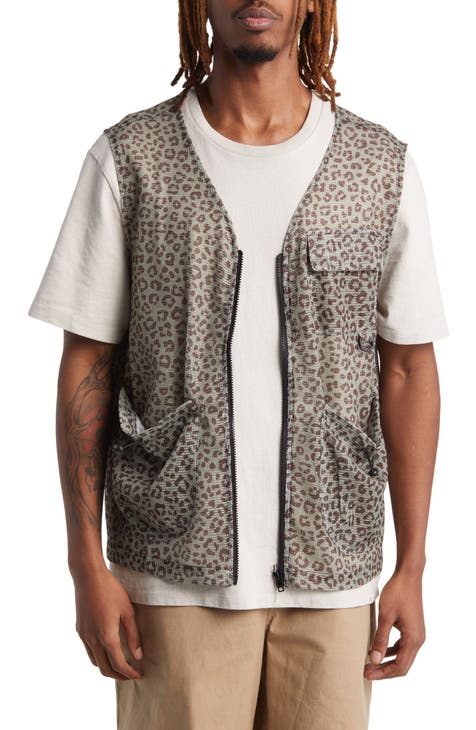 Leopard Print Mesh Zip-Up Vest