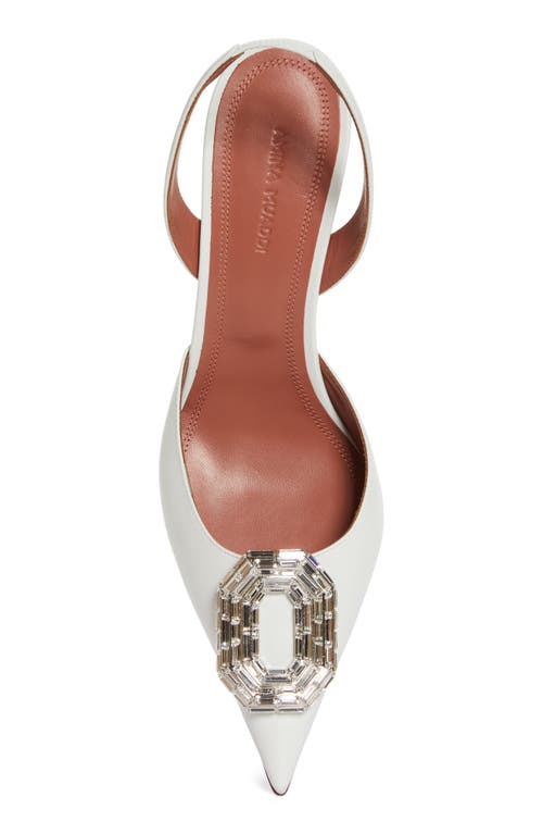 Shop Amina Muaddi Camelia Crystal Buckle Slingback Pump In White