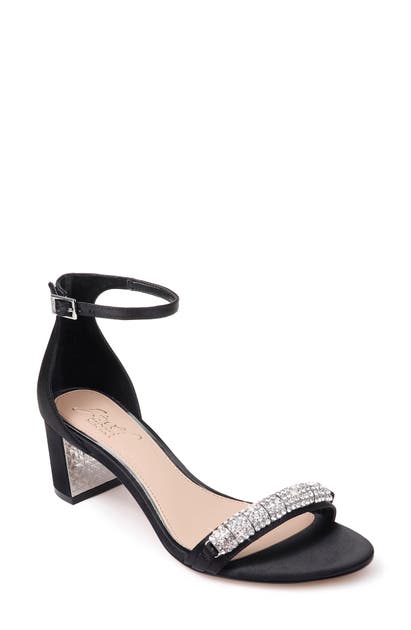 Jewel Badgley Mischka Ramsay Ankle Strap Sandal In Black Satin