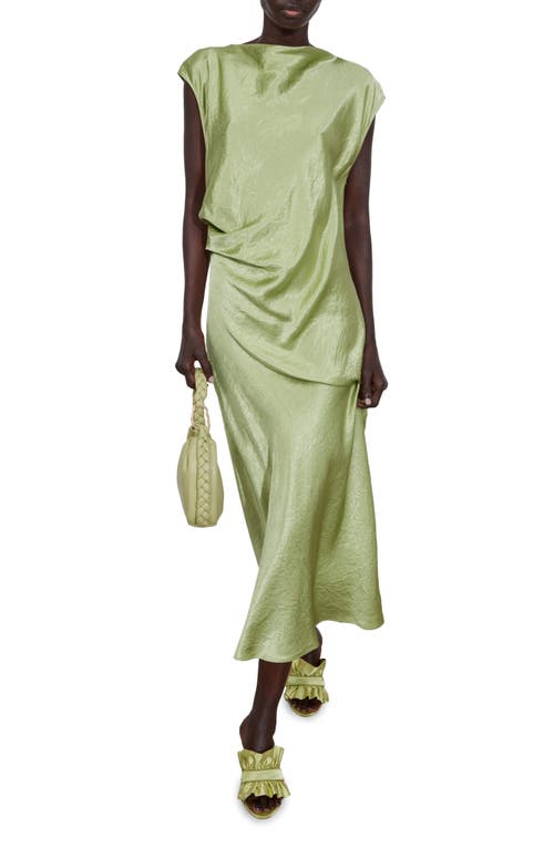 & Other Stories Tania Cap Sleeve Satin Midi Dress Green Dusty Light at Nordstrom,