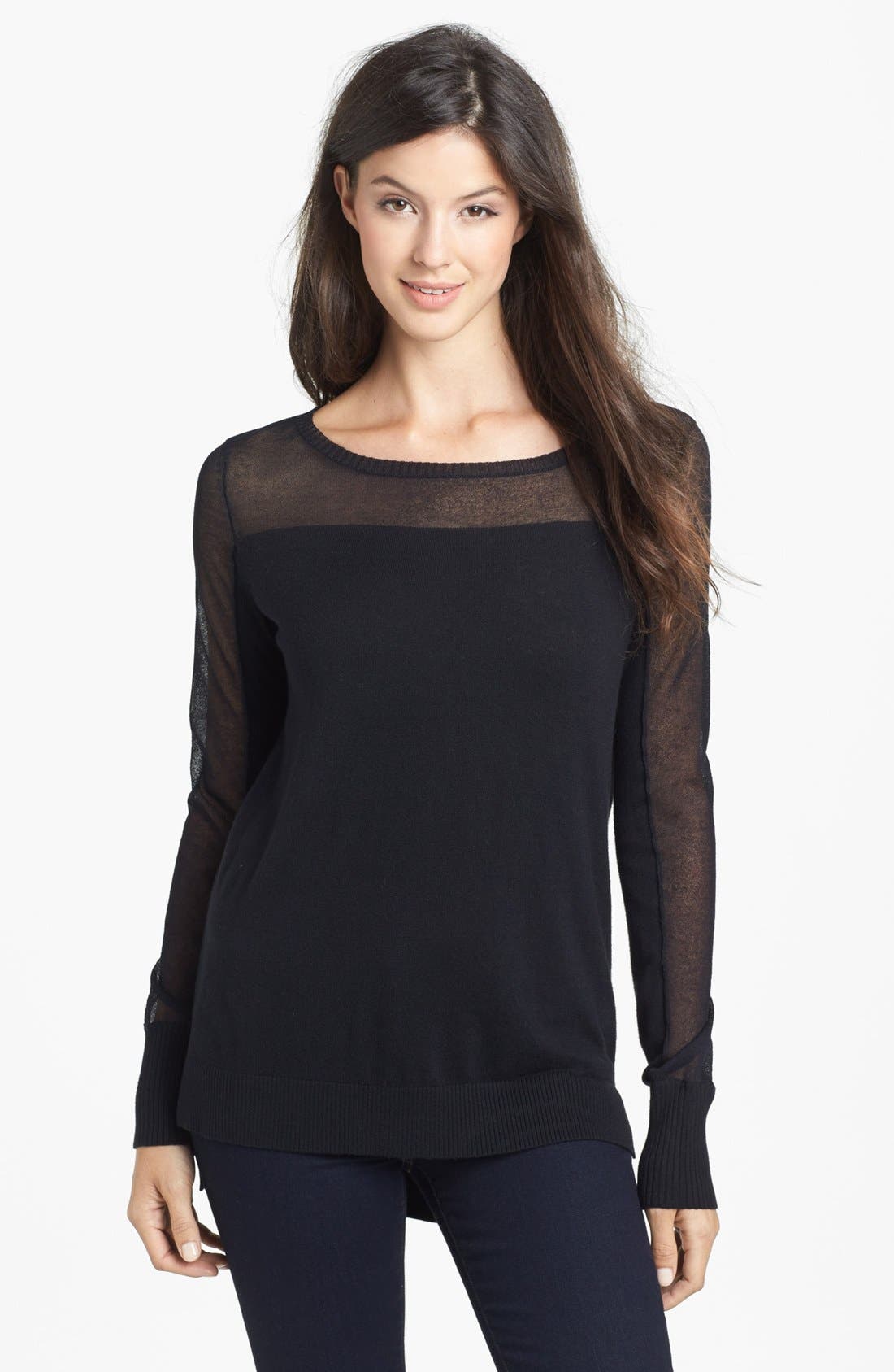 DKNYC Sheer Yoke Sweater Nordstrom