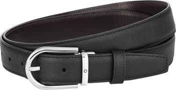 Montblanc Horseshoe Leather Buckle Belt Brown