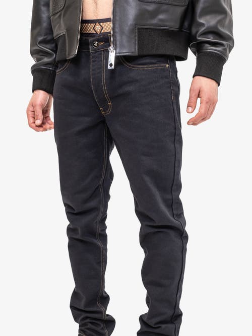 Shop Place Of Elms Off-white Denim Pants In Black