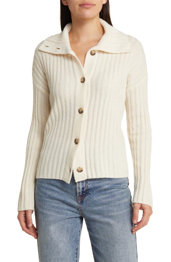 Madewell Wool Blend Oversize Collar Cardigan In Neutral