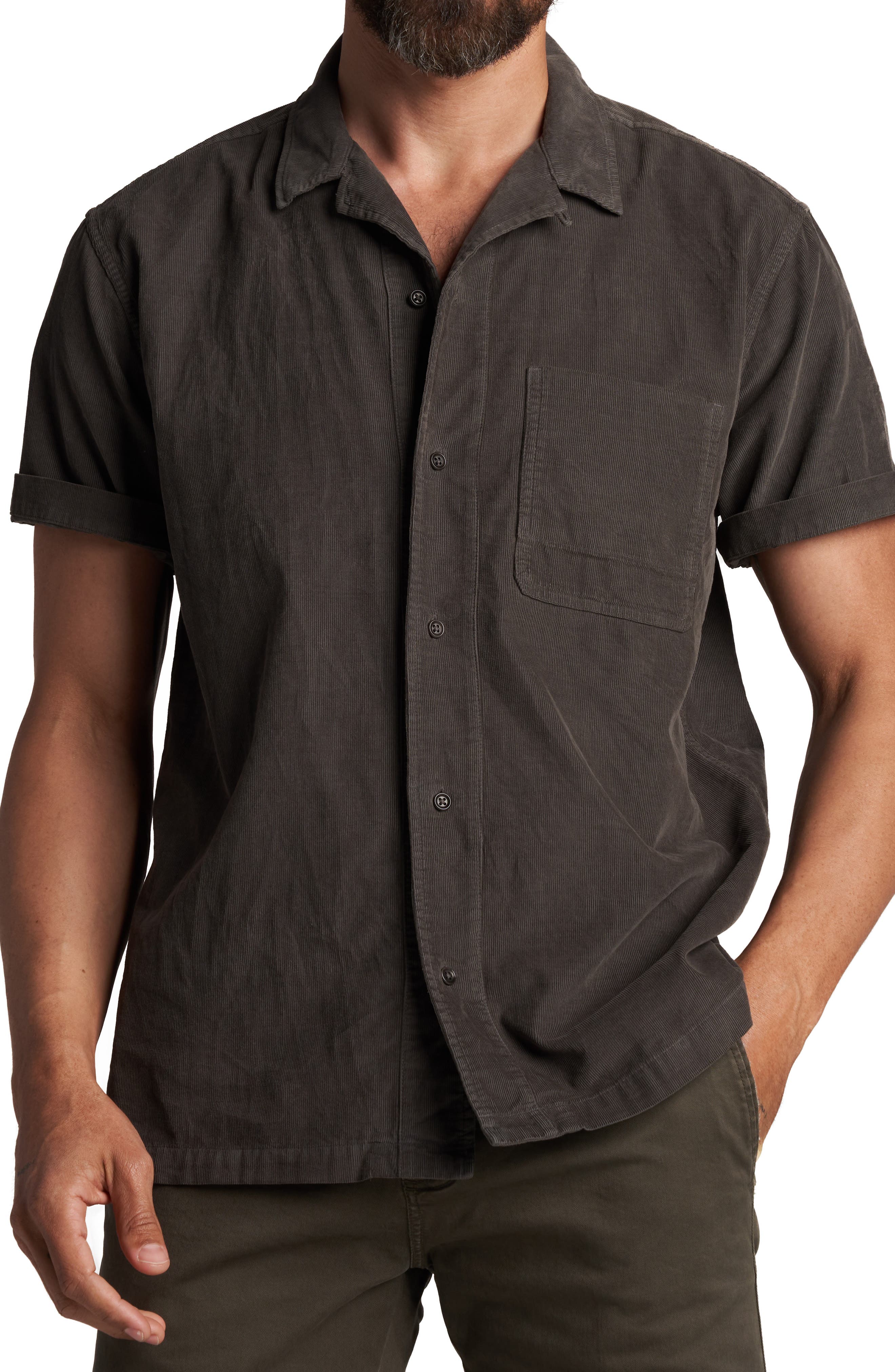 slim solid stretch corduroy shirt