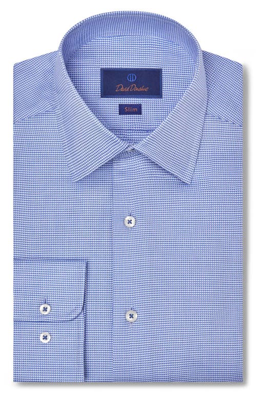 David Donahue Slim Fit Dobby Micro Check Cotton Dress Shirt Blue/Sky at Nordstrom,