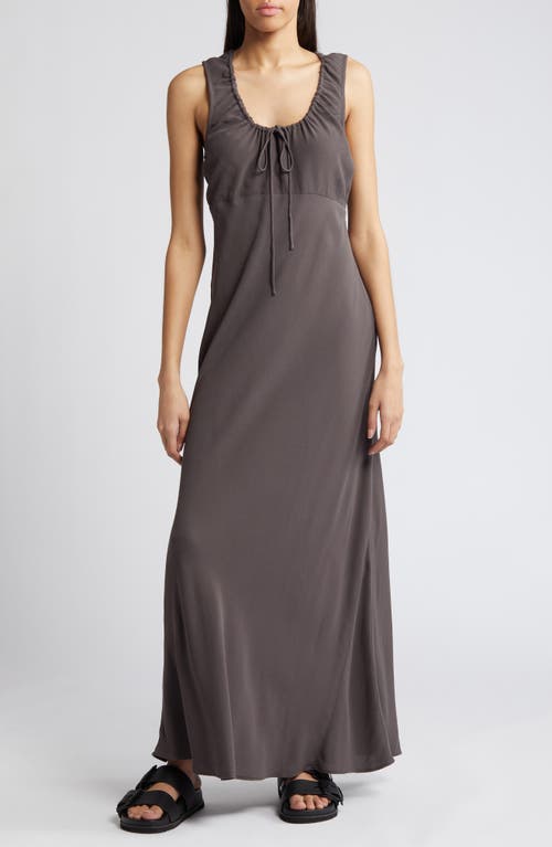 Ruched Bias Cut Maxi Dress in Grey Pavement