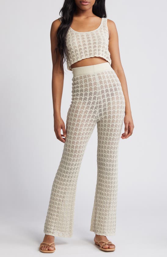 Shop Rip Curl Santorini Sun Pointelle Stitch Sweater Pants In Shell