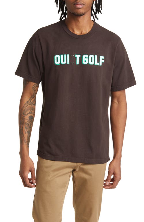 Quiet Golf Qui*t Golf Cotton Graphic T-Shirt in Brown