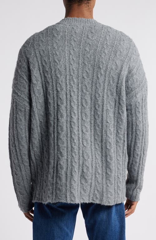 Shop Bp. Oversize Cable Stitch Cardigan In Grey Dark Heather