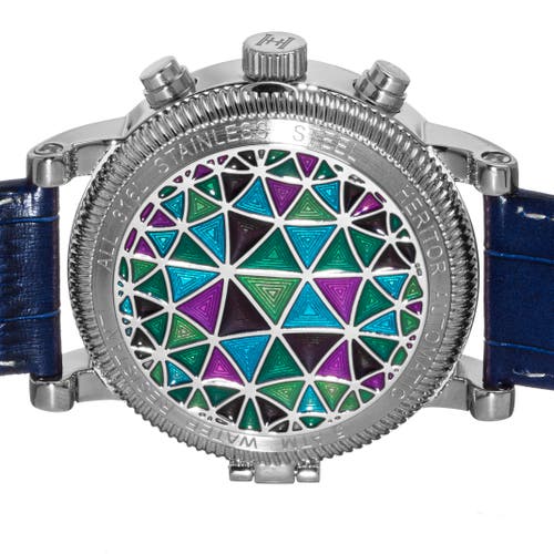 Heritor Automatic Legacy Leather-band Watch With Day & Date In Silver/blue