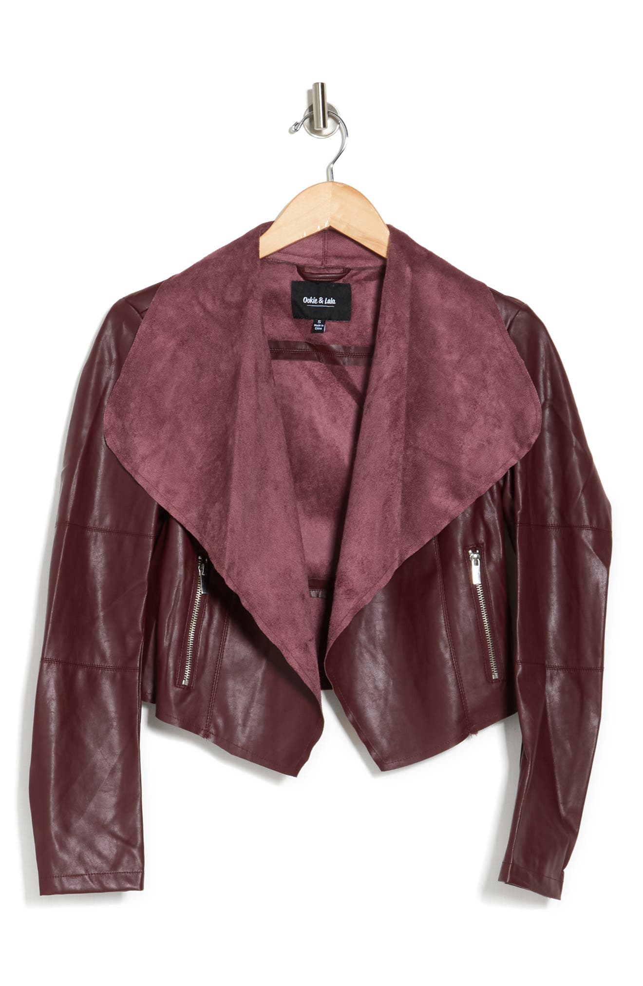 Ookie & Lala Drape Jacket In Burgundy