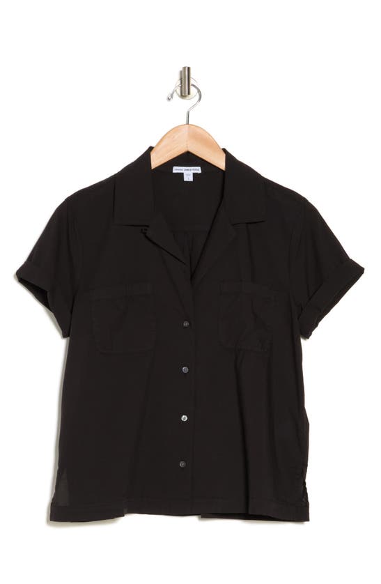James Perse Cotton Short Sleeve Button-up Camp Shirt In Black