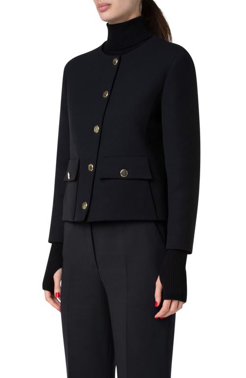 Shop Akris Winter Double Face Wool Short Jacket In Black