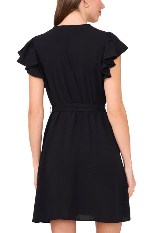 Shop Halogen ® Flutter Sleeve Tie Waist Dress In Rich Black