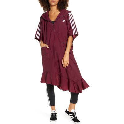 Adidas Originals Hooded Asymmetrical Poncho, Burgundy