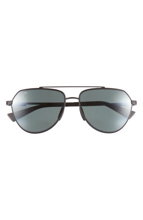 Shop Maui Jim Waiwai 59mm Polarizedplus2® Aviator Sunglasses In Matte Black W/grey