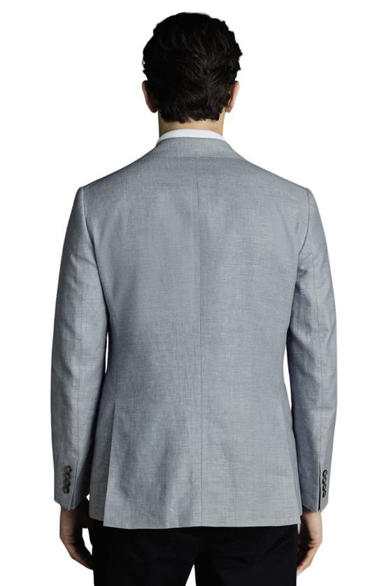 Shop Charles Tyrwhitt Linen Cotton Slim Fit Jacket In Mid Blue