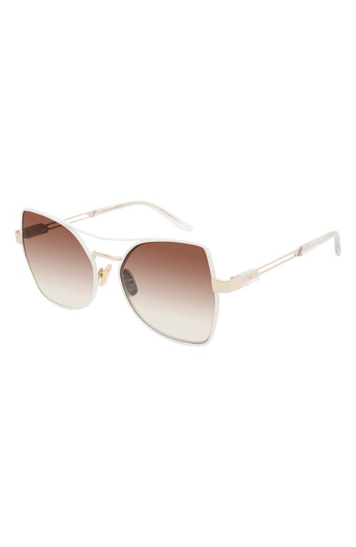 Coco and Breezy Stoic 56mm Hexagon Sunglasses in White-Gold/brown