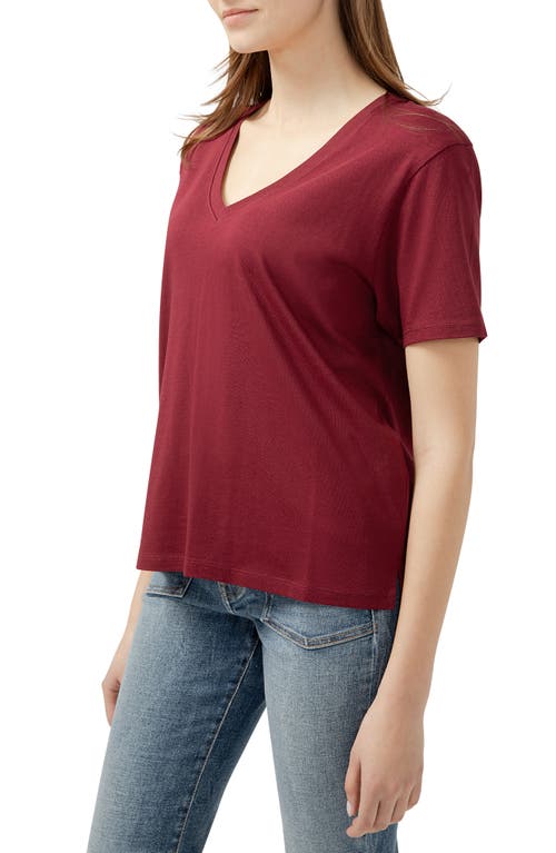 Jag Women's Drapey Luxe V-neck Tee In Windsor Wine