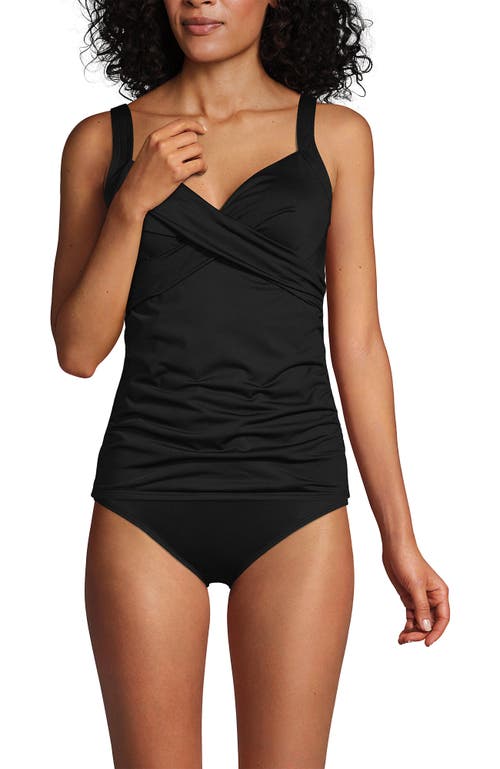 Lands' End Wrap Underwire Tankini Top Swimsuit In Black