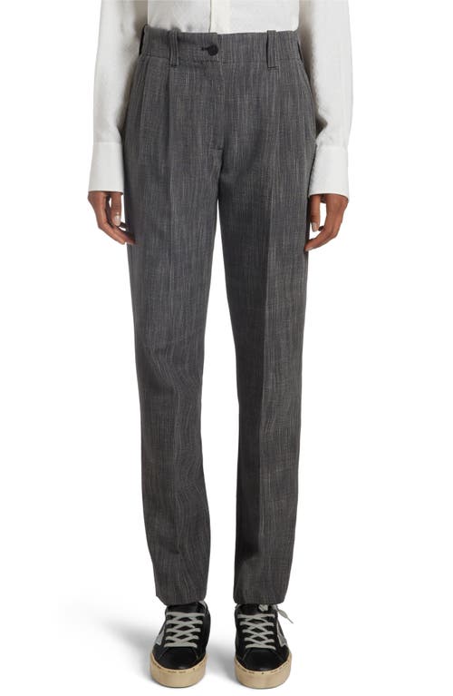 Golden Goose Mélange Tapered Virgin Wool Blend Trousers In Grey/white