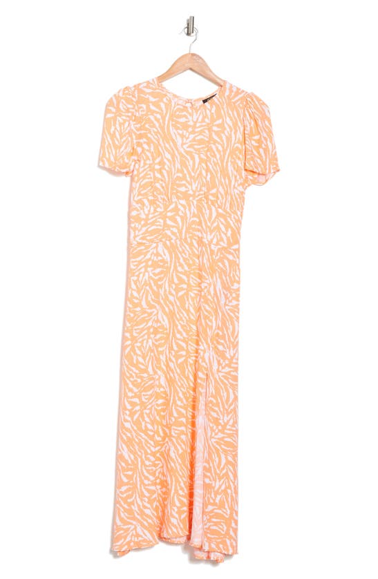 Afrm Jamie Print Open Back Short Sleeve Dress In Coral Zebra