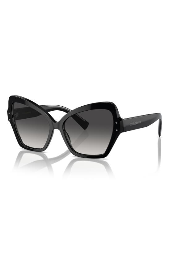 Shop Dolce & Gabbana 56mm Butterfly Polarized Sunglasses In Black