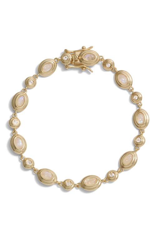 Awe Inspired Moonstone & White Topaz Tennis Bracelet In 14k Gold Vermeil