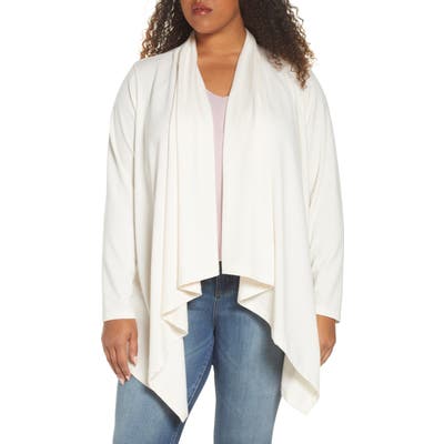 Plus Size Bobeau Waterfall Cardigan, Ivory