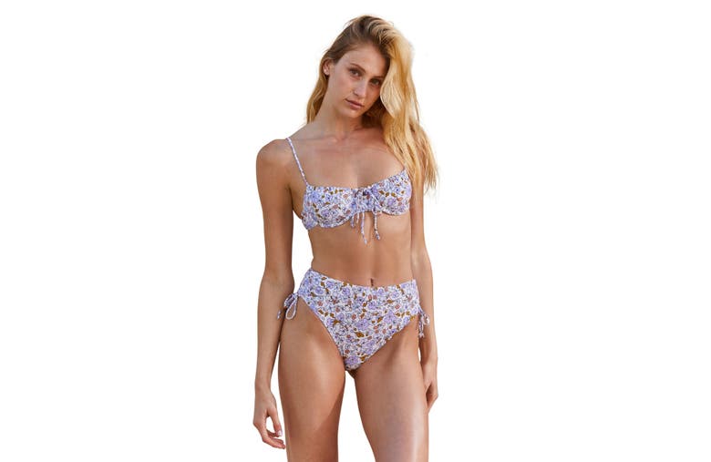 Shop Flirtt Gottex Floral Print Underwire Bralette Swim Top With String Bow At Bust In Multi