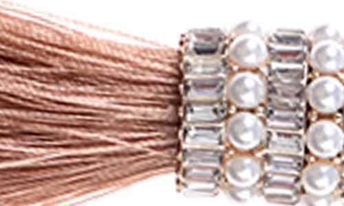 Zaxie By Stefanie Taylor Imitation Pearl Tassel Pendant Necklace In Gold