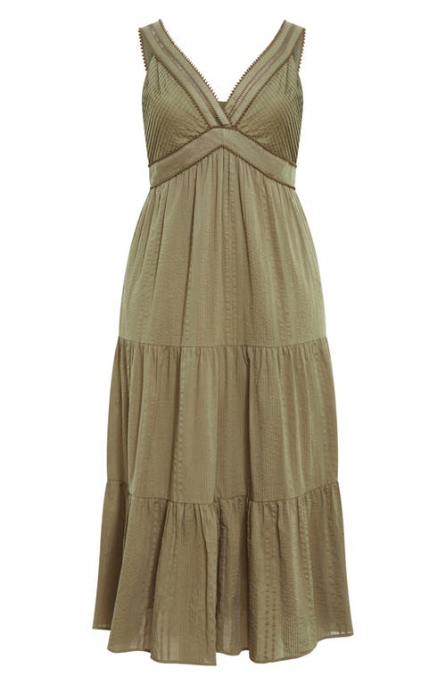 Shop City Chic Bella Tiered Cotton Maxi Sundress In Olive