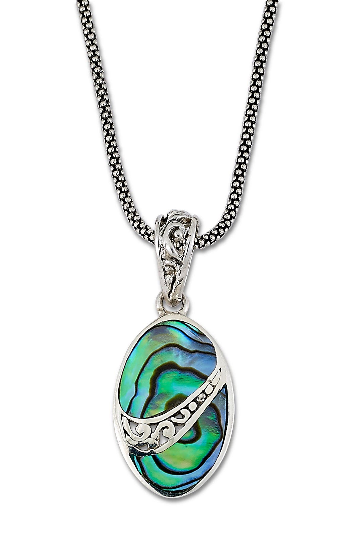 Samuel B Jewelry | Sterling Silver Oval Abalone Pendant Necklace ...