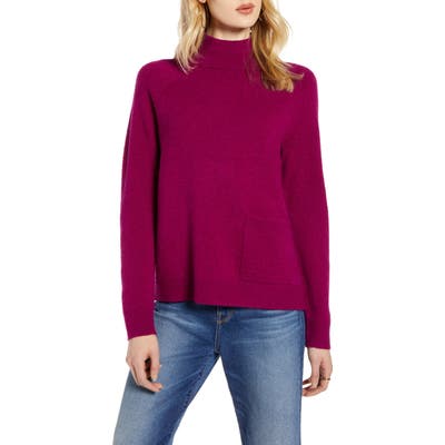 Halogen Mock Neck Pocket Sweater, Purple