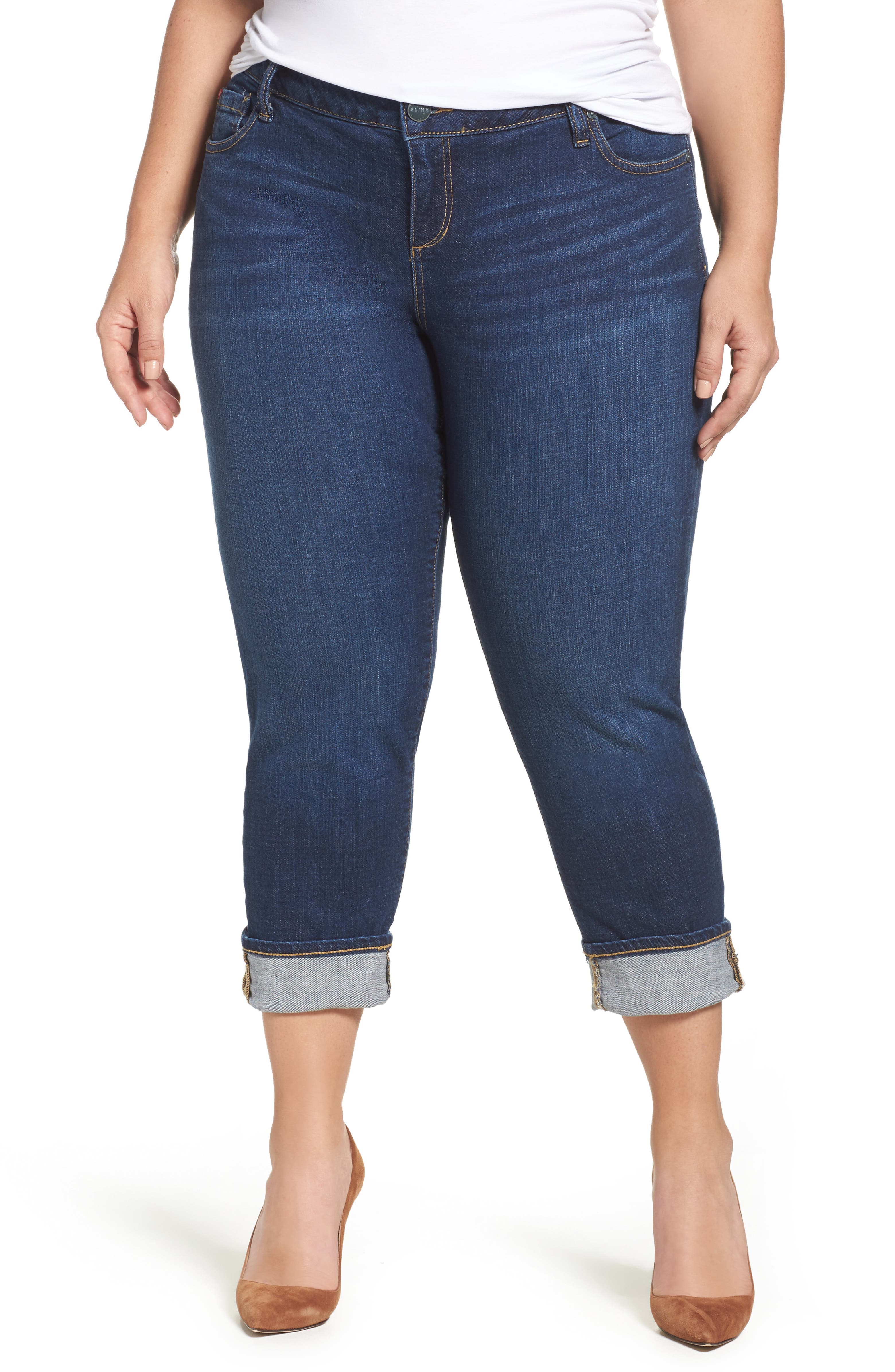 SLINK Jeans Roll Crop Boyfriend Jeans (Amber) (Plus Size) | Nordstrom