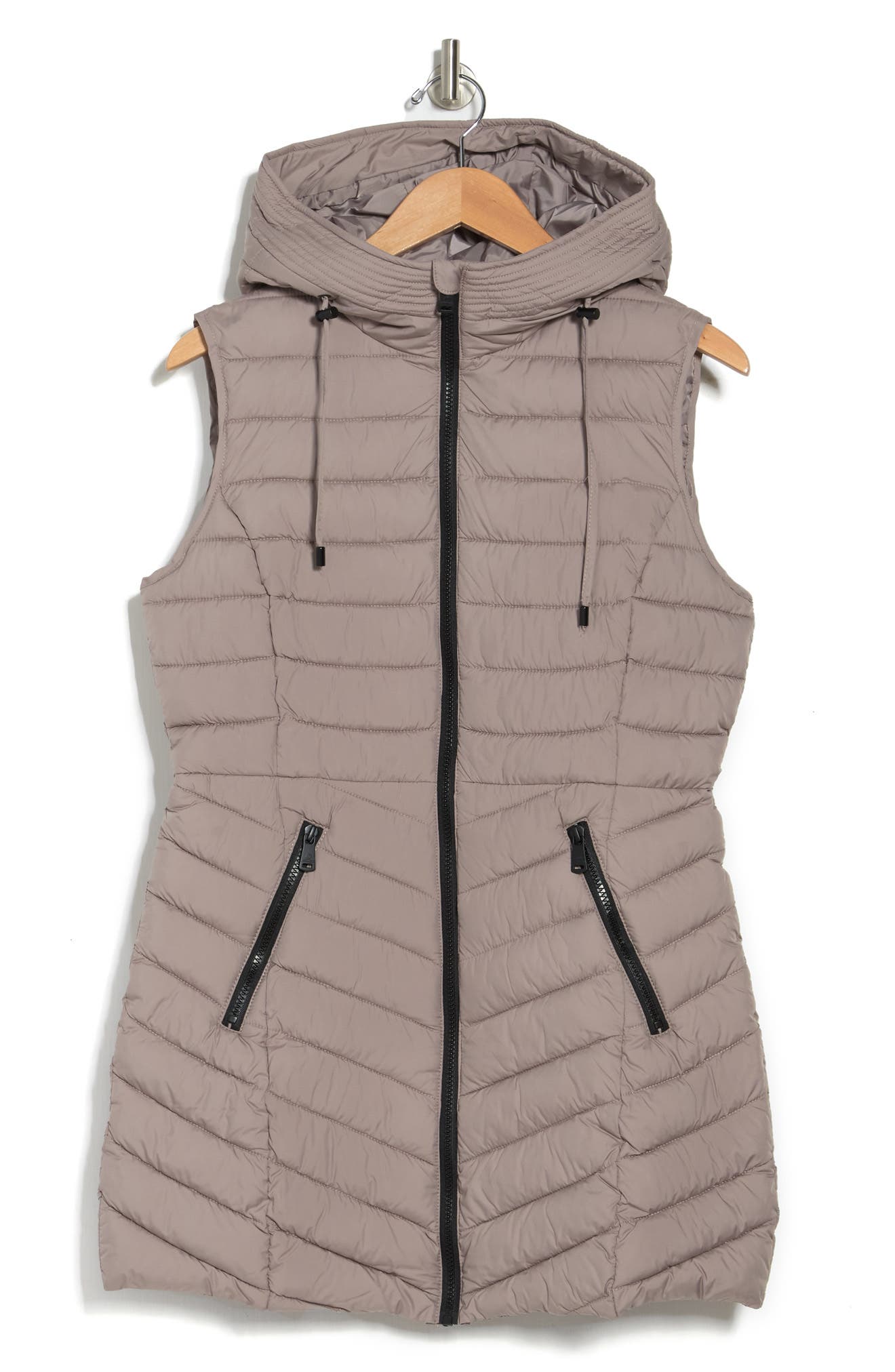 sleeveless puffer vest with hood