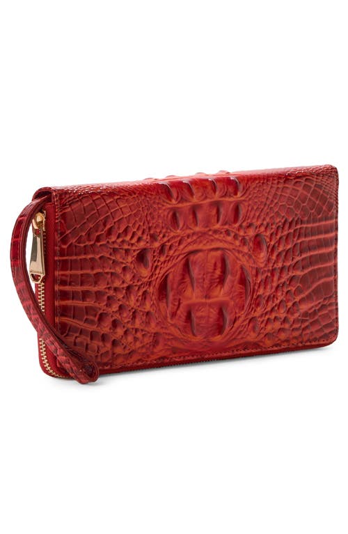 Shop Brahmin Skyler Croc Embossed Leather Wallet In Radiant Red