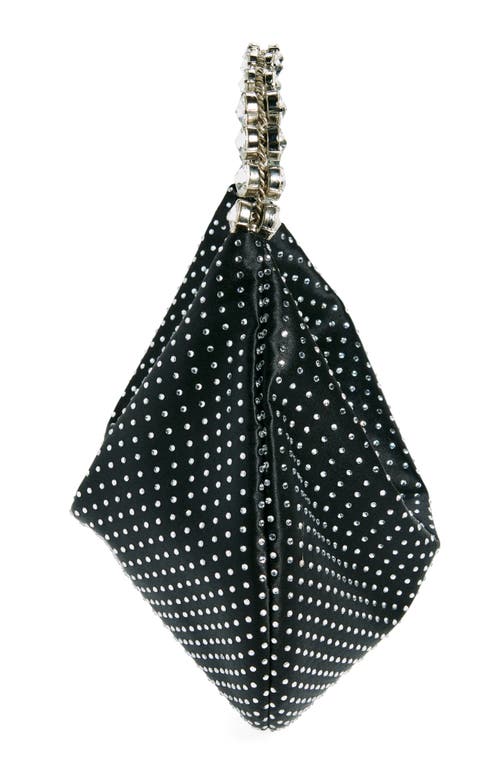 L'alingi Mini Rhinestone Dotted Satin Hobo Bag In Black