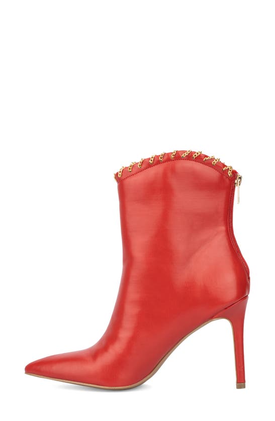 New York And Company Deborah Faux Leather Western Bootie In Red