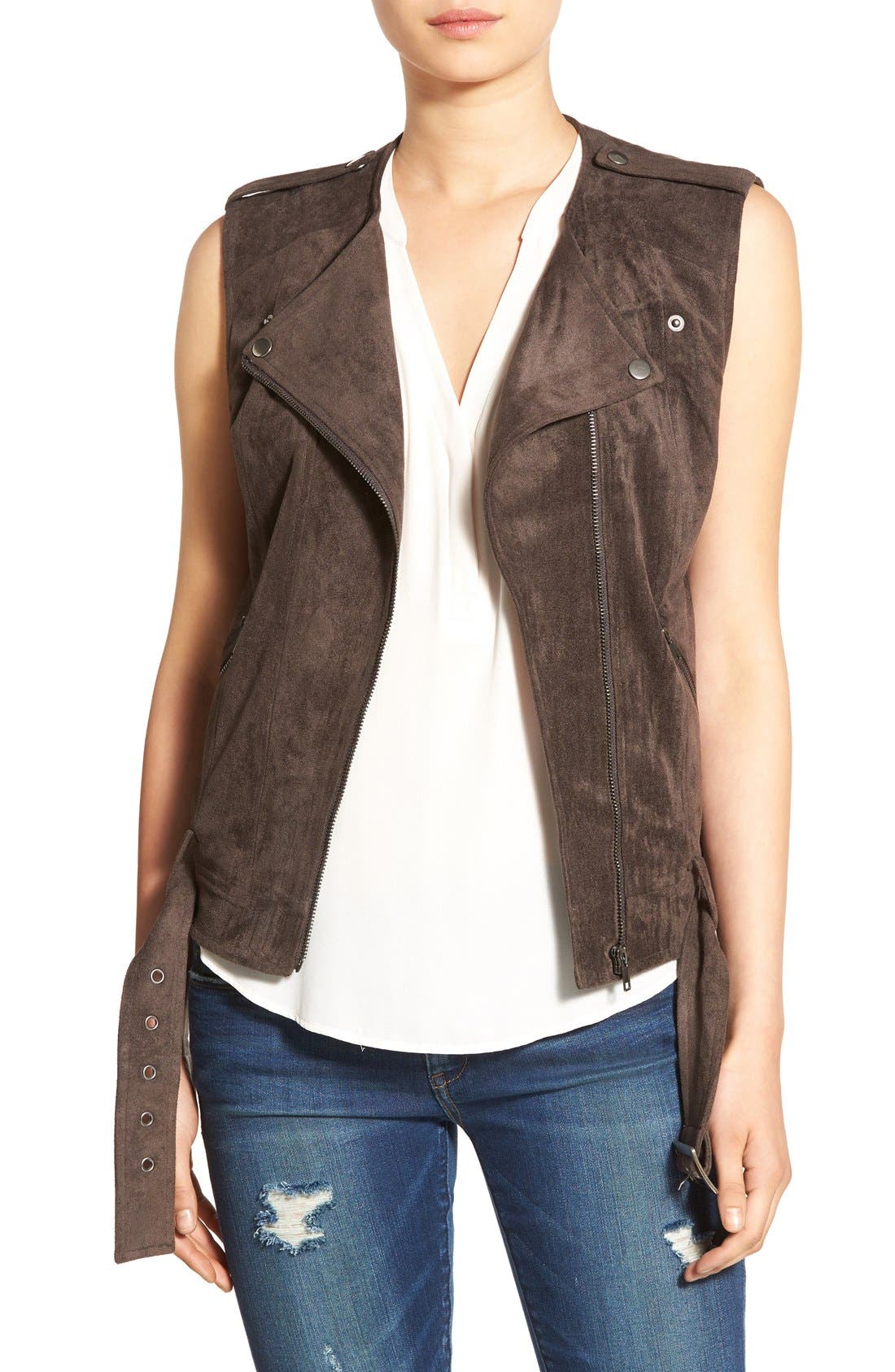 ASTR Faux Suede Moto Vest Nordstrom