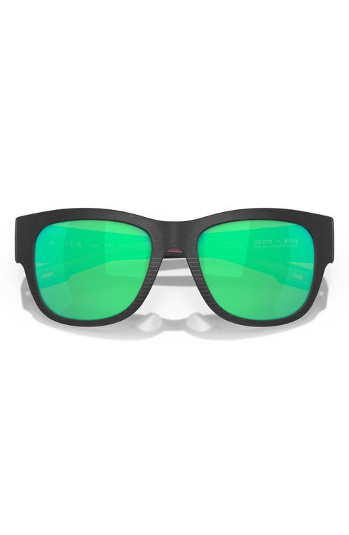 Shop Costa Del Mar Caleta 55mm Mirrored Polarized Square Sunglasses In Black/green Mirror