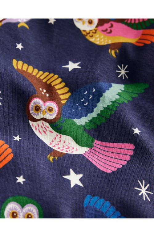 Mini Boden Kids' Owl Print Glow In Starboard Blue Owls