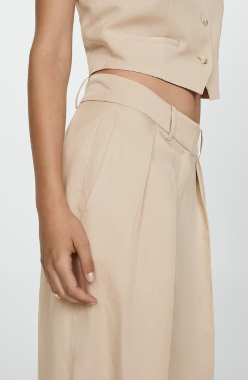 Shop Mango Wide Leg Pants In Beige