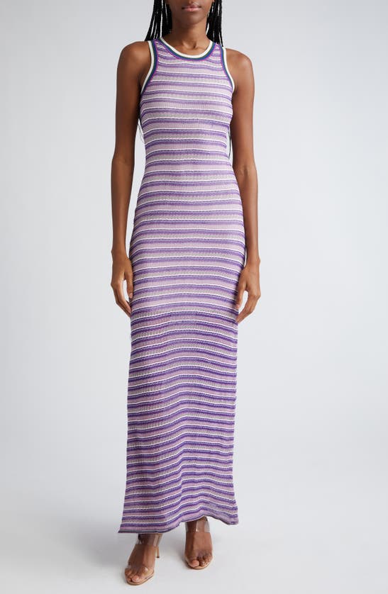 Shop Veronica Beard Sivan Stripe Knit Maxi Dress In Purple Multi