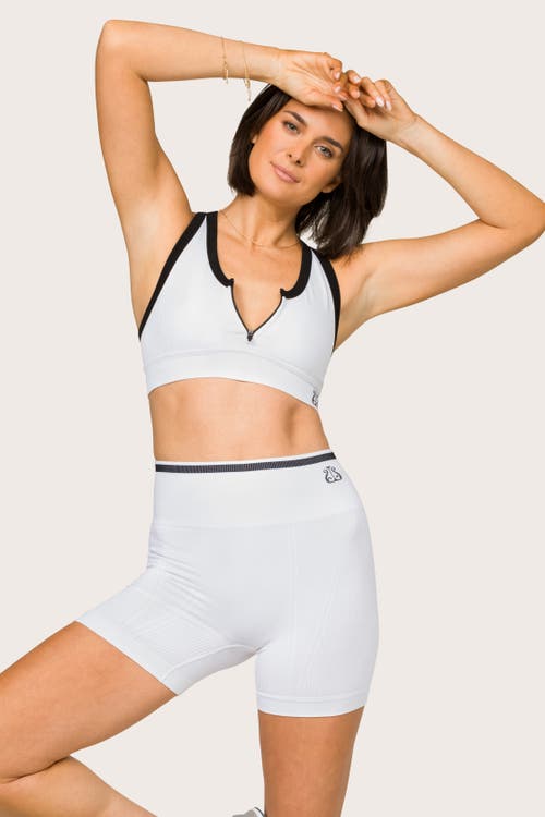 Alala Barre Zip Bra In White + Black