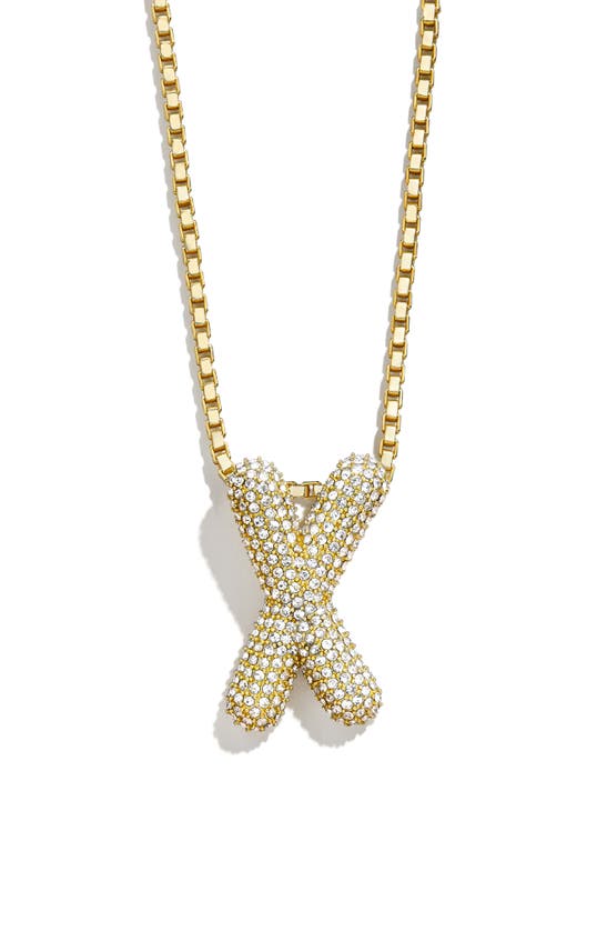 Shop Baublebar Pavé Crystal Bubble Initial Pendant Necklace In Gold X